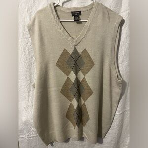 Dockers Mens Tan And Brown Argyle Grandpacore Preppy Sleeveless V-Neck Vest XXL